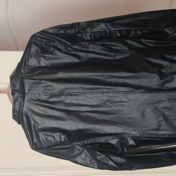 Vintage Metallic black leather like long trench contemporary coat Vintage - Picture 5 of 6